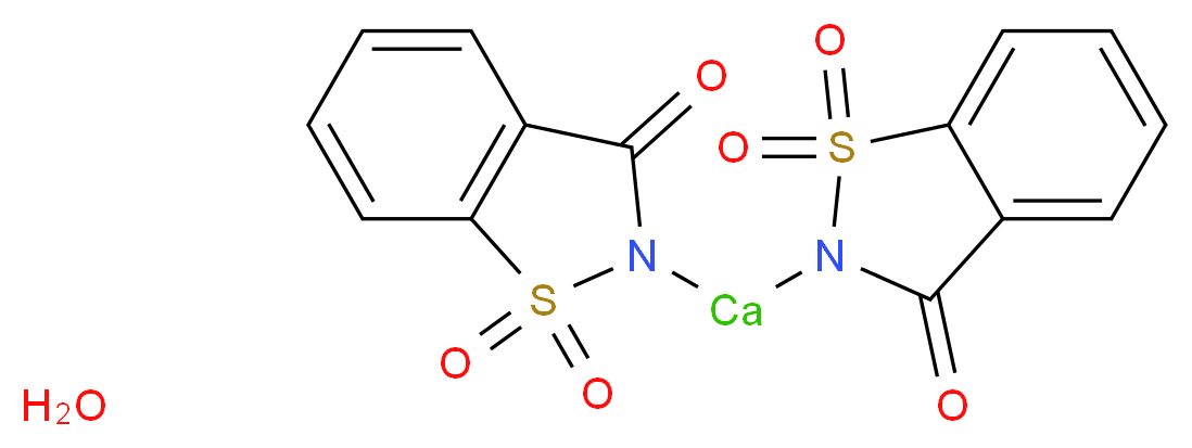 2-[(1,1,3-trioxo-2,3-dihydro-1$l^{6},2-benzothiazol-2-yl)calcio]-2,3-dihydro-1$l^{6},2-benzothiazole-1,1,3-trione hydrate_分子结构_CAS_6381-91-5