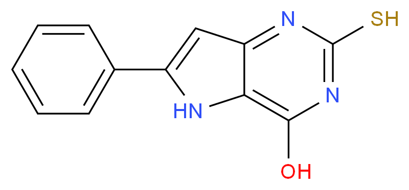 2-Mercapto-6-phenyl-5H-pyrrolo-[3,2-d]pyrimidin-4-ol_分子结构_CAS_237435-30-2)