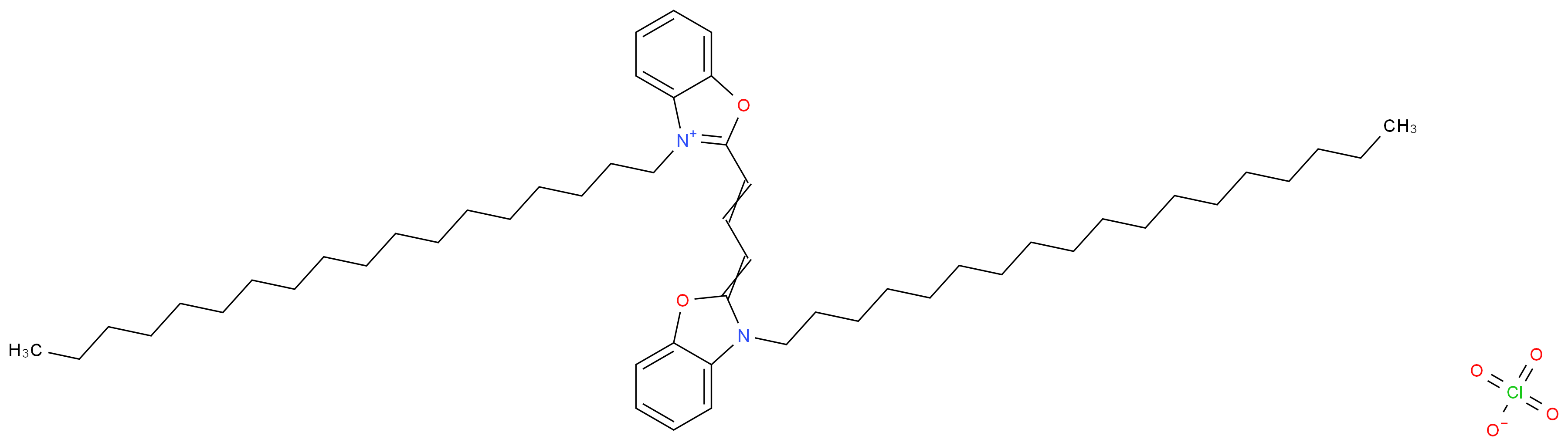 3,3′-Dioctadecyloxacarbocyanine perchlorate_分子结构_CAS_34215-57-1)