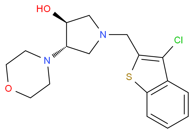 (3S*,4S*)-1-[(3-chloro-1-benzothien-2-yl)methyl]-4-(4-morpholinyl)-3-pyrrolidinol_分子结构_CAS_)