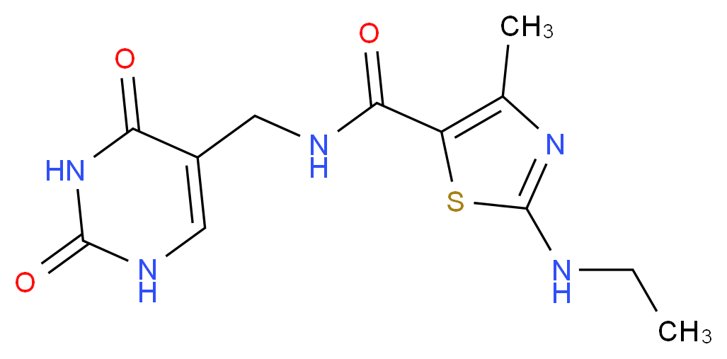 N-[(2,4-dioxo-1,2,3,4-tetrahydropyrimidin-5-yl)methyl]-2-(ethylamino)-4-methyl-1,3-thiazole-5-carboxamide_分子结构_CAS_)