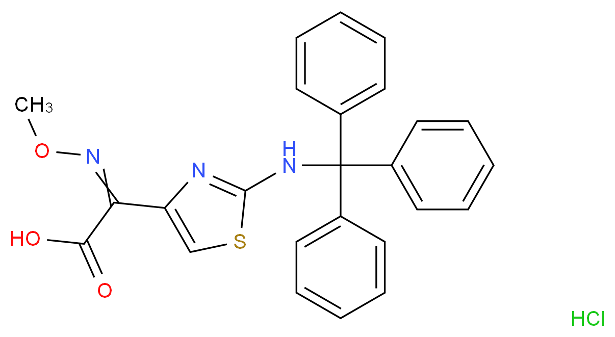 2-(methoxyimino)-2-{2-[(triphenylmethyl)amino]-1,3-thiazol-4-yl}acetic acid hydrochloride_分子结构_CAS_123333-74-4