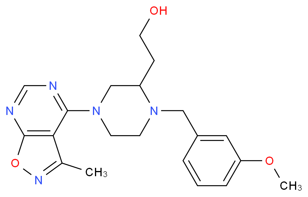 2-[1-(3-methoxybenzyl)-4-(3-methylisoxazolo[5,4-d]pyrimidin-4-yl)-2-piperazinyl]ethanol_分子结构_CAS_)