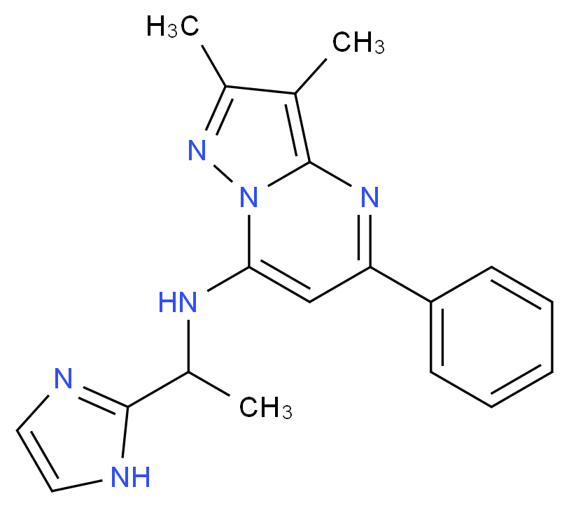 N-[1-(1H-imidazol-2-yl)ethyl]-2,3-dimethyl-5-phenylpyrazolo[1,5-a]pyrimidin-7-amine_分子结构_CAS_)