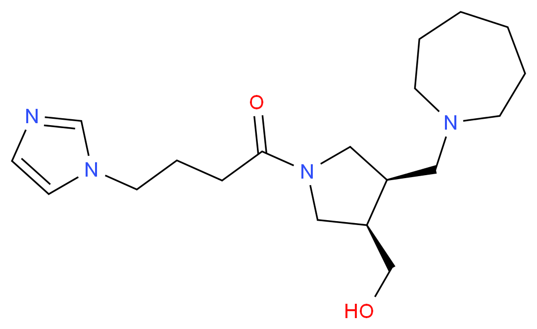 {(3R*,4R*)-4-(1-azepanylmethyl)-1-[4-(1H-imidazol-1-yl)butanoyl]-3-pyrrolidinyl}methanol_分子结构_CAS_)