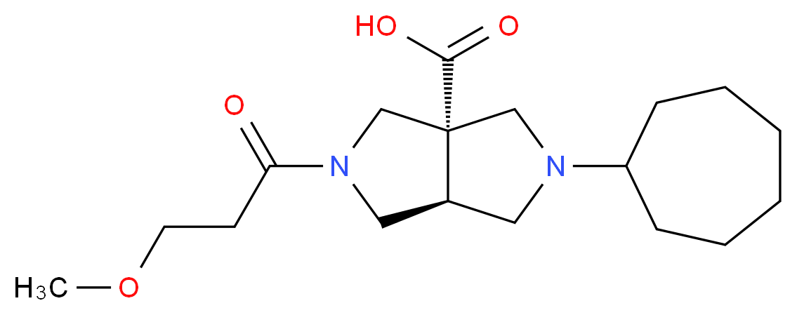 (3aS*,6aS*)-2-cycloheptyl-5-(3-methoxypropanoyl)hexahydropyrrolo[3,4-c]pyrrole-3a(1H)-carboxylic acid_分子结构_CAS_)