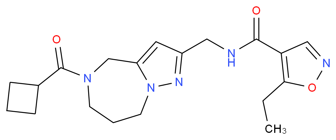 N-{[5-(cyclobutylcarbonyl)-5,6,7,8-tetrahydro-4H-pyrazolo[1,5-a][1,4]diazepin-2-yl]methyl}-5-ethylisoxazole-4-carboxamide_分子结构_CAS_)
