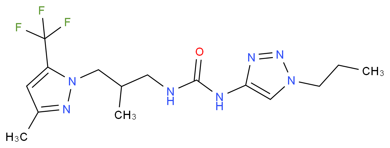 N-{2-methyl-3-[3-methyl-5-(trifluoromethyl)-1H-pyrazol-1-yl]propyl}-N'-(1-propyl-1H-1,2,3-triazol-4-yl)urea_分子结构_CAS_)
