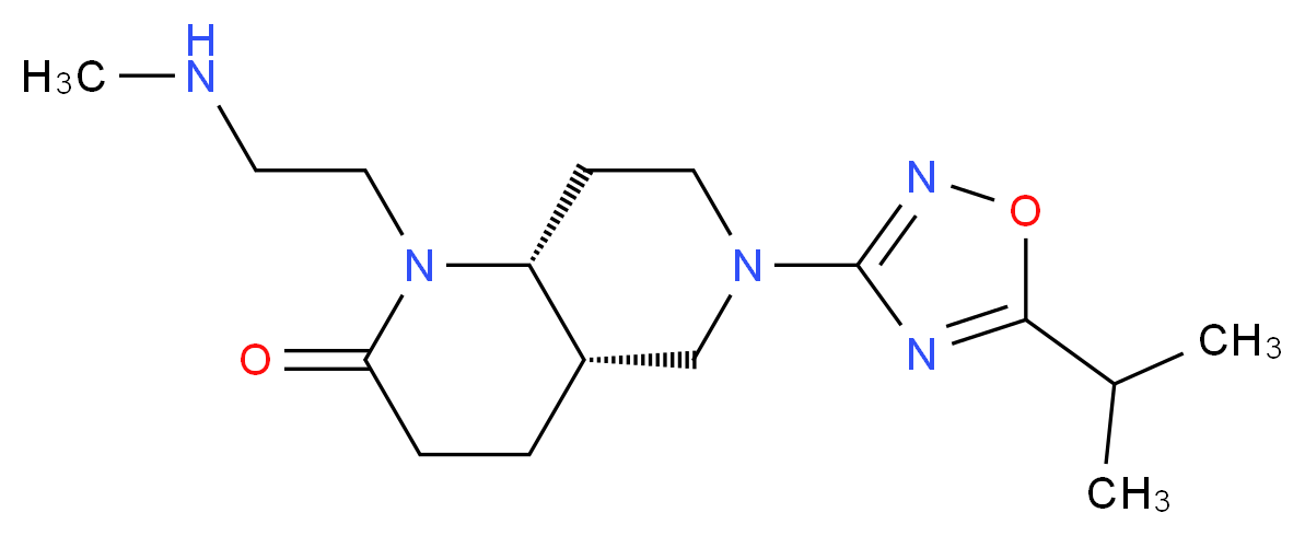 (4aS*,8aR*)-6-(5-isopropyl-1,2,4-oxadiazol-3-yl)-1-[2-(methylamino)ethyl]octahydro-1,6-naphthyridin-2(1H)-one_分子结构_CAS_)