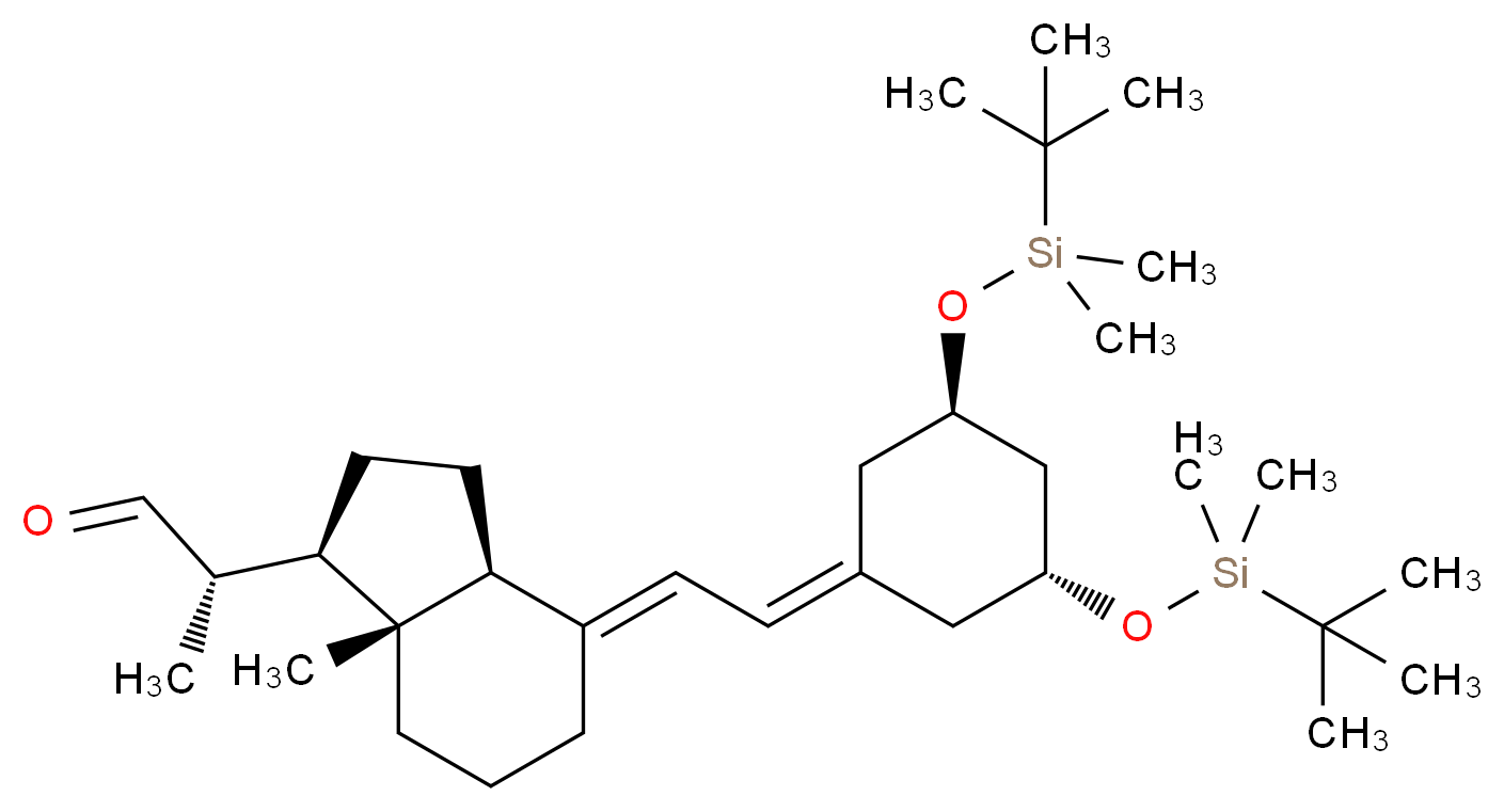 (2S)-2-[(1R,3aS,4E,7aR)-4-{2-[(3R,5R)-3,5-bis[(tert-butyldimethylsilyl)oxy]cyclohexylidene]ethylidene}-7a-methyl-octahydro-1H-inden-1-yl]propanal_分子结构_CAS_1257126-71-8