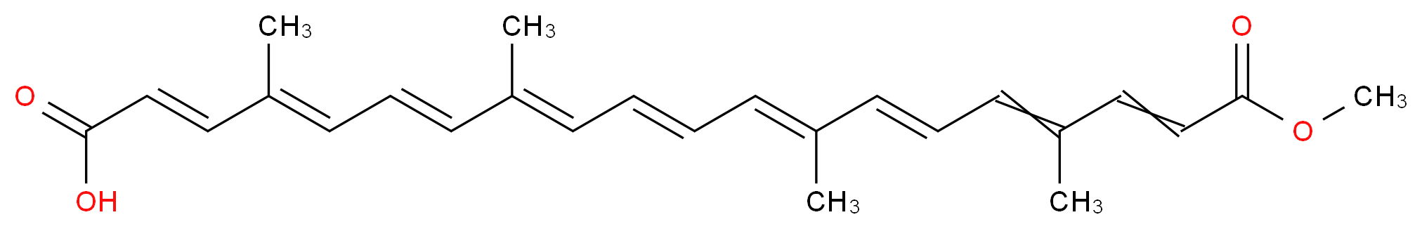 (2E,4E,6E,8E,10E,12E,14E)-20-methoxy-4,8,13,17-tetramethyl-20-oxoicosa-2,4,6,8,10,12,14,16,18-nonaenoic acid_分子结构_CAS_6983-79-5