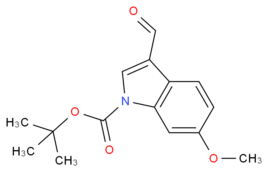 1-Boc-3-Formyl-6-methoxyindole_分子结构_CAS_847448-73-1)