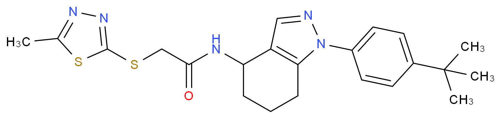N-[1-(4-tert-butylphenyl)-4,5,6,7-tetrahydro-1H-indazol-4-yl]-2-[(5-methyl-1,3,4-thiadiazol-2-yl)thio]acetamide_分子结构_CAS_)