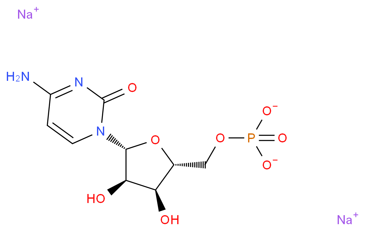 disodium [(2R,3S,4R,5R)-5-(4-amino-2-oxo-1,2-dihydropyrimidin-1-yl)-3,4-dihydroxyoxolan-2-yl]methyl phosphate_分子结构_CAS_6757-06-8