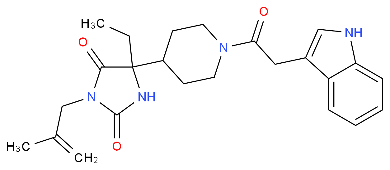 5-ethyl-5-[1-(1H-indol-3-ylacetyl)-4-piperidinyl]-3-(2-methyl-2-propen-1-yl)-2,4-imidazolidinedione_分子结构_CAS_)