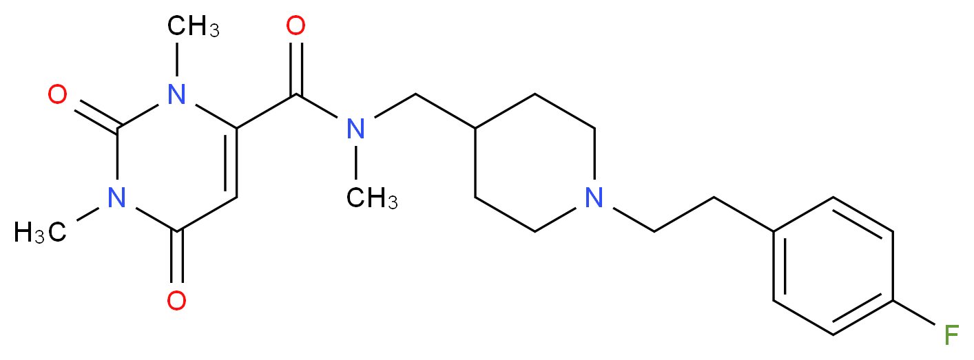 N-({1-[2-(4-fluorophenyl)ethyl]-4-piperidinyl}methyl)-N,1,3-trimethyl-2,6-dioxo-1,2,3,6-tetrahydro-4-pyrimidinecarboxamide_分子结构_CAS_)