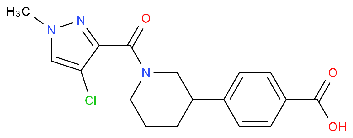 4-{1-[(4-chloro-1-methyl-1H-pyrazol-3-yl)carbonyl]piperidin-3-yl}benzoic acid_分子结构_CAS_)