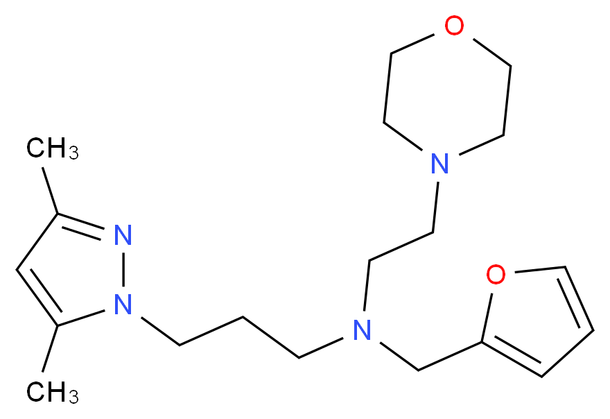3-(3,5-dimethyl-1H-pyrazol-1-yl)-N-(2-furylmethyl)-N-(2-morpholin-4-ylethyl)propan-1-amine_分子结构_CAS_)