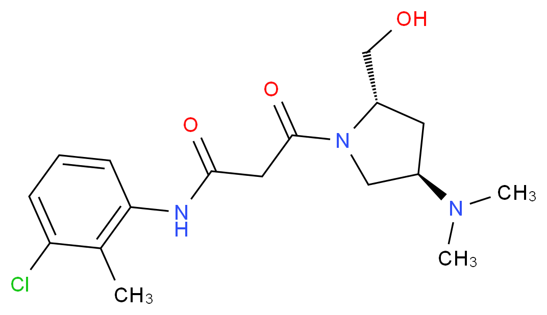 N-(3-chloro-2-methylphenyl)-3-[(2S,4R)-4-(dimethylamino)-2-(hydroxymethyl)pyrrolidin-1-yl]-3-oxopropanamide_分子结构_CAS_)