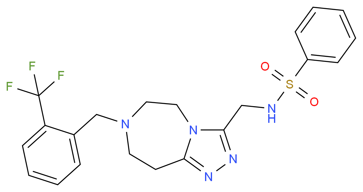 N-({7-[2-(trifluoromethyl)benzyl]-6,7,8,9-tetrahydro-5H-[1,2,4]triazolo[4,3-d][1,4]diazepin-3-yl}methyl)benzenesulfonamide_分子结构_CAS_)