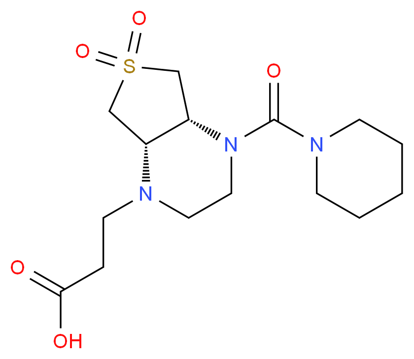 3-[(4aR*,7aS*)-6,6-dioxido-4-(piperidin-1-ylcarbonyl)hexahydrothieno[3,4-b]pyrazin-1(2H)-yl]propanoic acid_分子结构_CAS_)