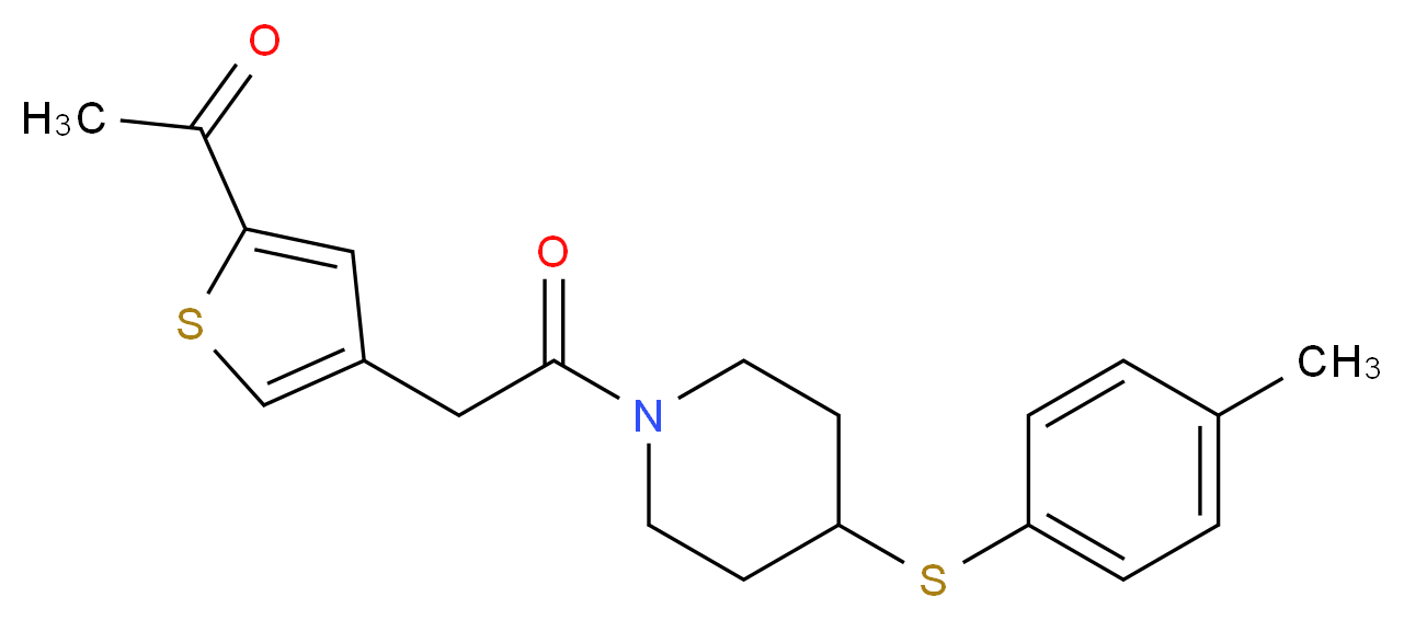 1-[4-(2-{4-[(4-methylphenyl)thio]piperidin-1-yl}-2-oxoethyl)-2-thienyl]ethanone_分子结构_CAS_)