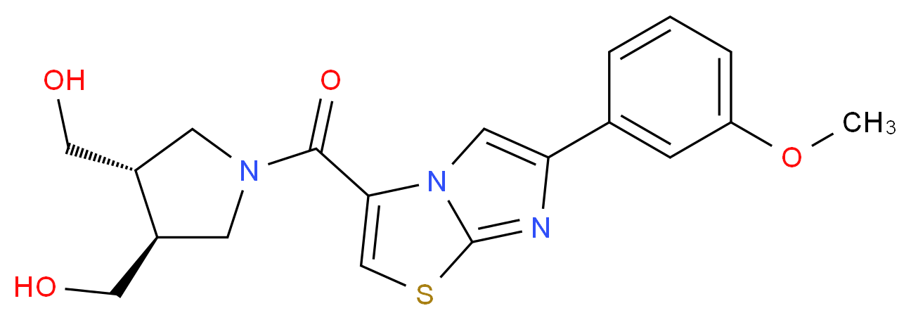 ((3S*,4S*)-1-{[6-(3-methoxyphenyl)imidazo[2,1-b][1,3]thiazol-3-yl]carbonyl}pyrrolidine-3,4-diyl)dimethanol_分子结构_CAS_)