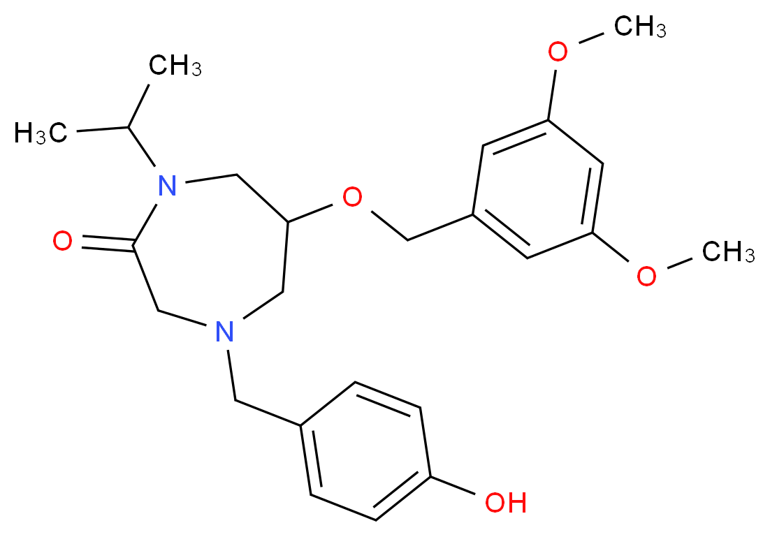 6-[(3,5-dimethoxybenzyl)oxy]-4-(4-hydroxybenzyl)-1-isopropyl-1,4-diazepan-2-one_分子结构_CAS_)