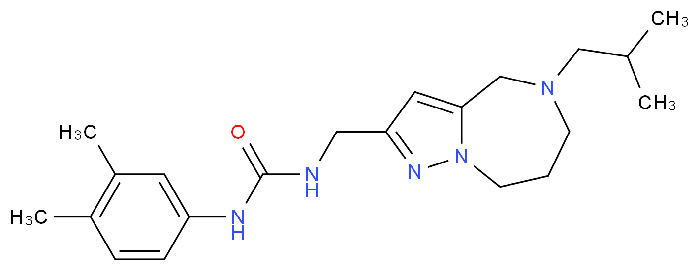 N-(3,4-dimethylphenyl)-N'-[(5-isobutyl-5,6,7,8-tetrahydro-4H-pyrazolo[1,5-a][1,4]diazepin-2-yl)methyl]urea_分子结构_CAS_)