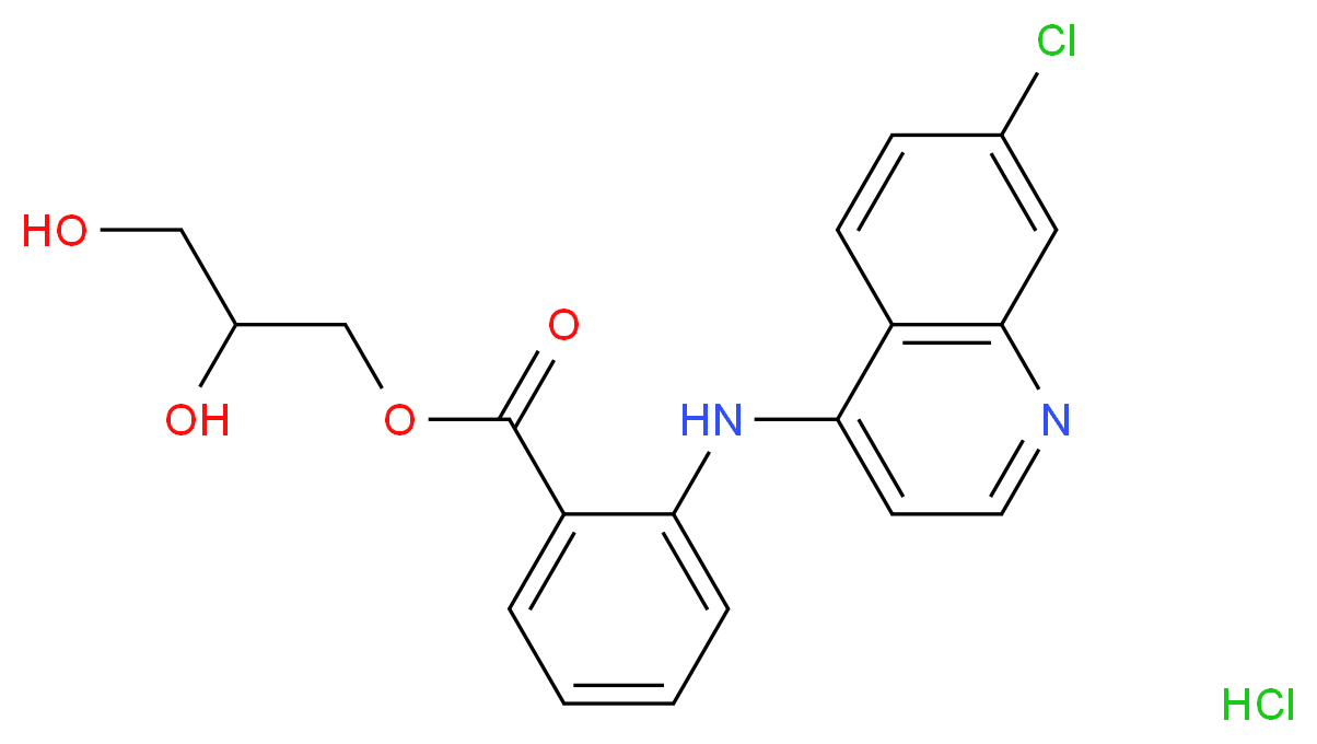 2,3-dihydroxypropyl 2-[(7-chloroquinolin-4-yl)amino]benzoate hydrochloride_分子结构_CAS_65513-72-6