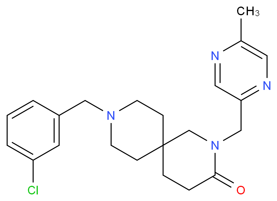 9-(3-chlorobenzyl)-2-[(5-methylpyrazin-2-yl)methyl]-2,9-diazaspiro[5.5]undecan-3-one_分子结构_CAS_)