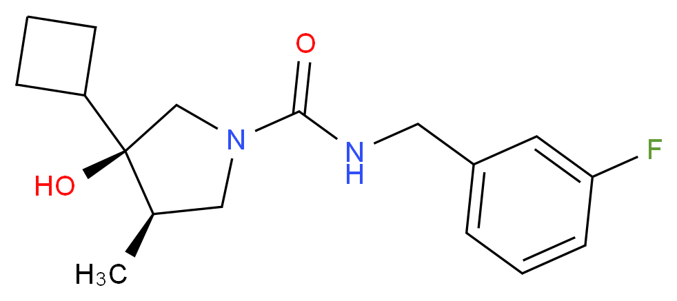 (3R*,4R*)-3-cyclobutyl-N-(3-fluorobenzyl)-3-hydroxy-4-methyl-1-pyrrolidinecarboxamide_分子结构_CAS_)