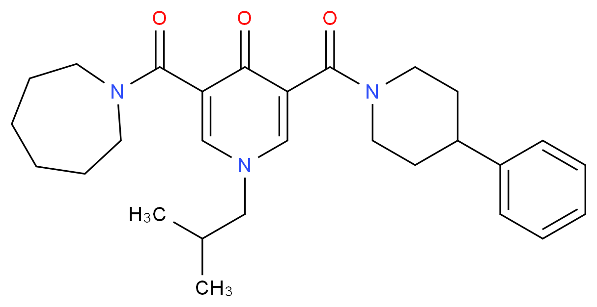 3-(1-azepanylcarbonyl)-1-isobutyl-5-[(4-phenyl-1-piperidinyl)carbonyl]-4(1H)-pyridinone_分子结构_CAS_)