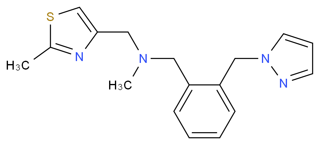 N-methyl-1-(2-methyl-1,3-thiazol-4-yl)-N-[2-(1H-pyrazol-1-ylmethyl)benzyl]methanamine_分子结构_CAS_)
