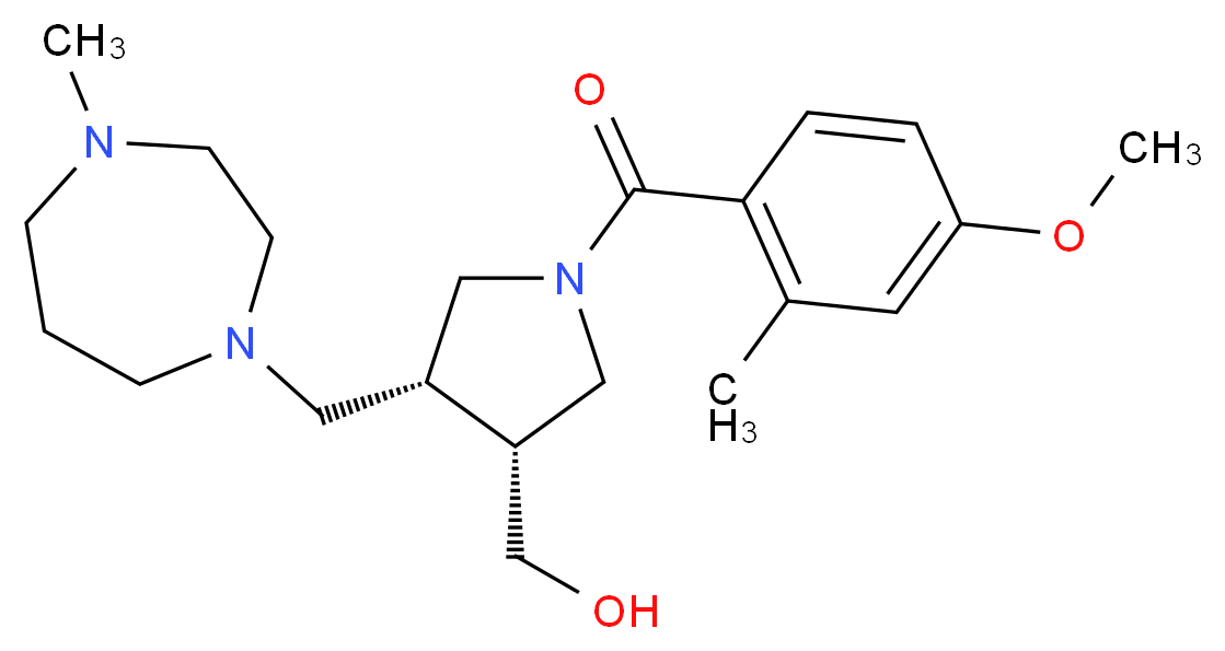 {(3R*,4R*)-1-(4-methoxy-2-methylbenzoyl)-4-[(4-methyl-1,4-diazepan-1-yl)methyl]pyrrolidin-3-yl}methanol_分子结构_CAS_)