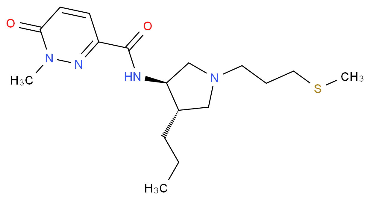 1-methyl-N-{(3R*,4S*)-1-[3-(methylthio)propyl]-4-propyl-3-pyrrolidinyl}-6-oxo-1,6-dihydro-3-pyridazinecarboxamide_分子结构_CAS_)