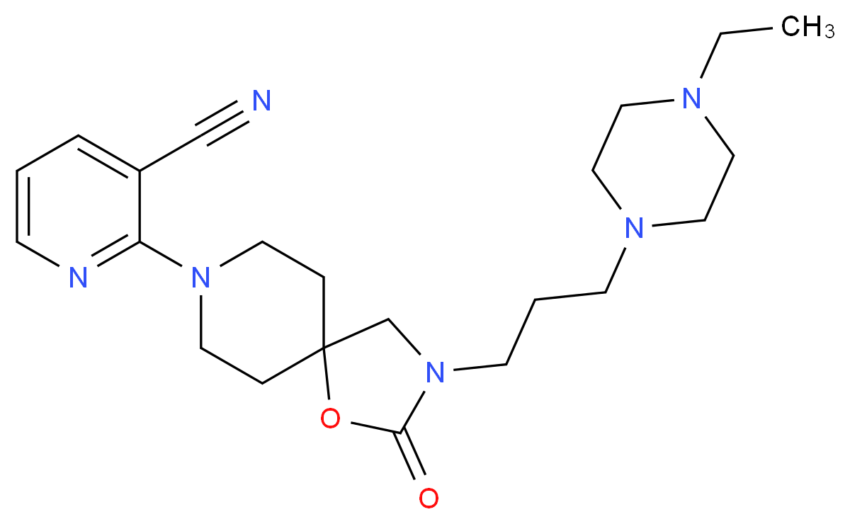 2-{3-[3-(4-ethylpiperazin-1-yl)propyl]-2-oxo-1-oxa-3,8-diazaspiro[4.5]dec-8-yl}nicotinonitrile_分子结构_CAS_)