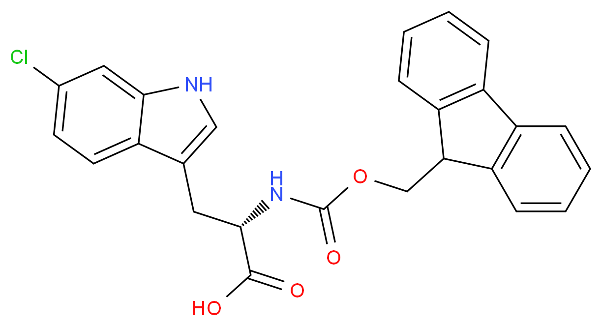 (2S)-3-(6-chloro-1H-indol-3-yl)-2-{[(9H-fluoren-9-ylmethoxy)carbonyl]amino}propanoic acid_分子结构_CAS_925916-73-0