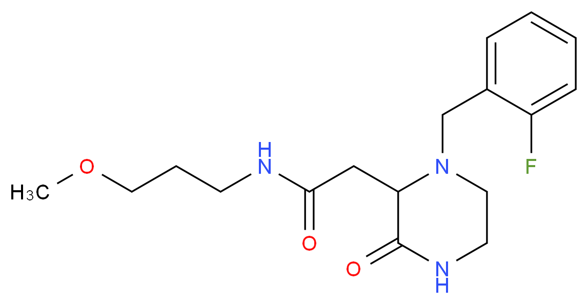2-[1-(2-fluorobenzyl)-3-oxo-2-piperazinyl]-N-(3-methoxypropyl)acetamide_分子结构_CAS_)