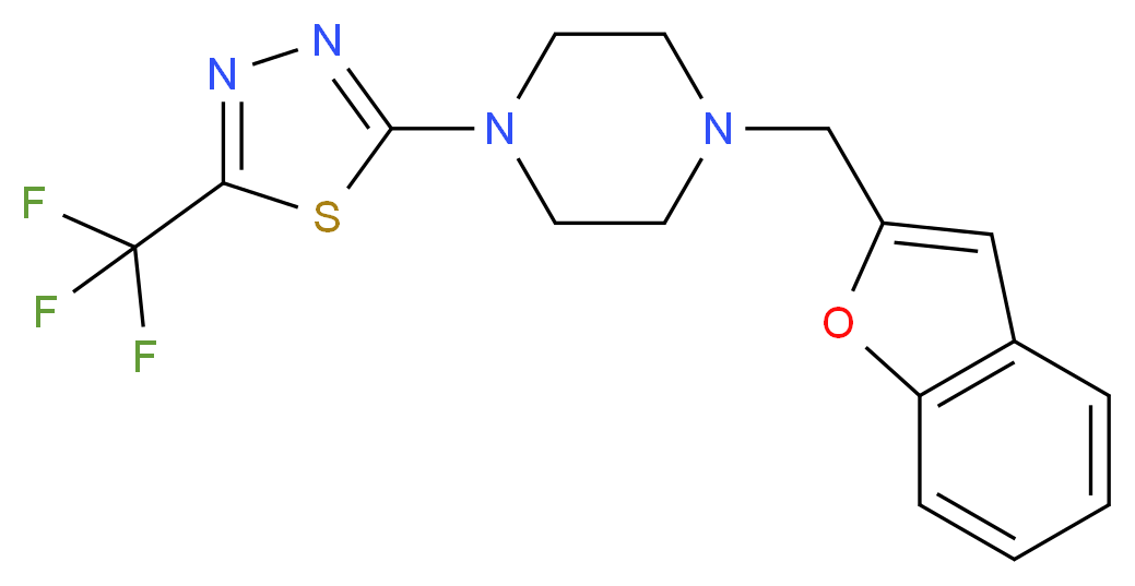 1-(1-benzofuran-2-ylmethyl)-4-[5-(trifluoromethyl)-1,3,4-thiadiazol-2-yl]piperazine_分子结构_CAS_)