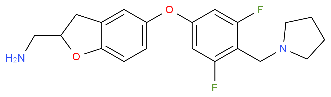 ({5-[3,5-difluoro-4-(pyrrolidin-1-ylmethyl)phenoxy]-2,3-dihydro-1-benzofuran-2-yl}methyl)amine_分子结构_CAS_)
