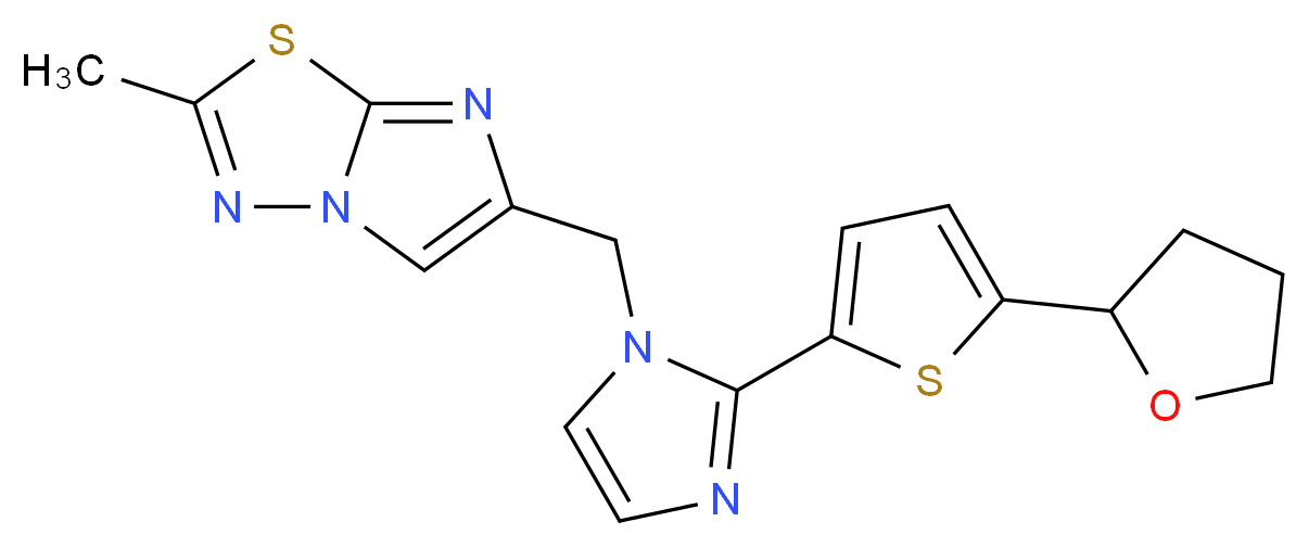 2-methyl-6-({2-[5-(tetrahydrofuran-2-yl)-2-thienyl]-1H-imidazol-1-yl}methyl)imidazo[2,1-b][1,3,4]thiadiazole_分子结构_CAS_)