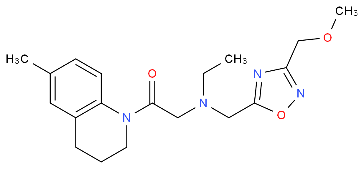 N-ethyl-N-{[3-(methoxymethyl)-1,2,4-oxadiazol-5-yl]methyl}-2-(6-methyl-3,4-dihydroquinolin-1(2H)-yl)-2-oxoethanamine_分子结构_CAS_)