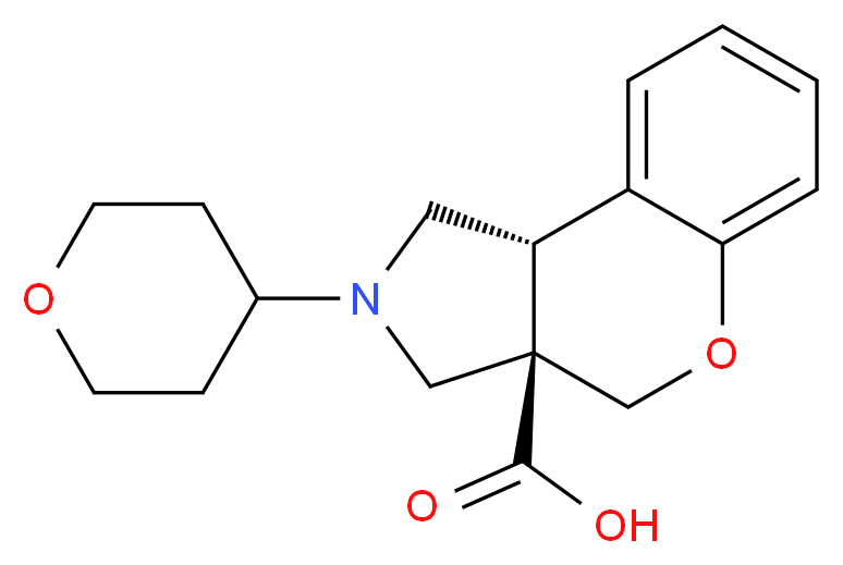 (3aR*,9bR*)-2-(tetrahydro-2H-pyran-4-yl)-1,2,3,9b-tetrahydrochromeno[3,4-c]pyrrole-3a(4H)-carboxylic acid_分子结构_CAS_)