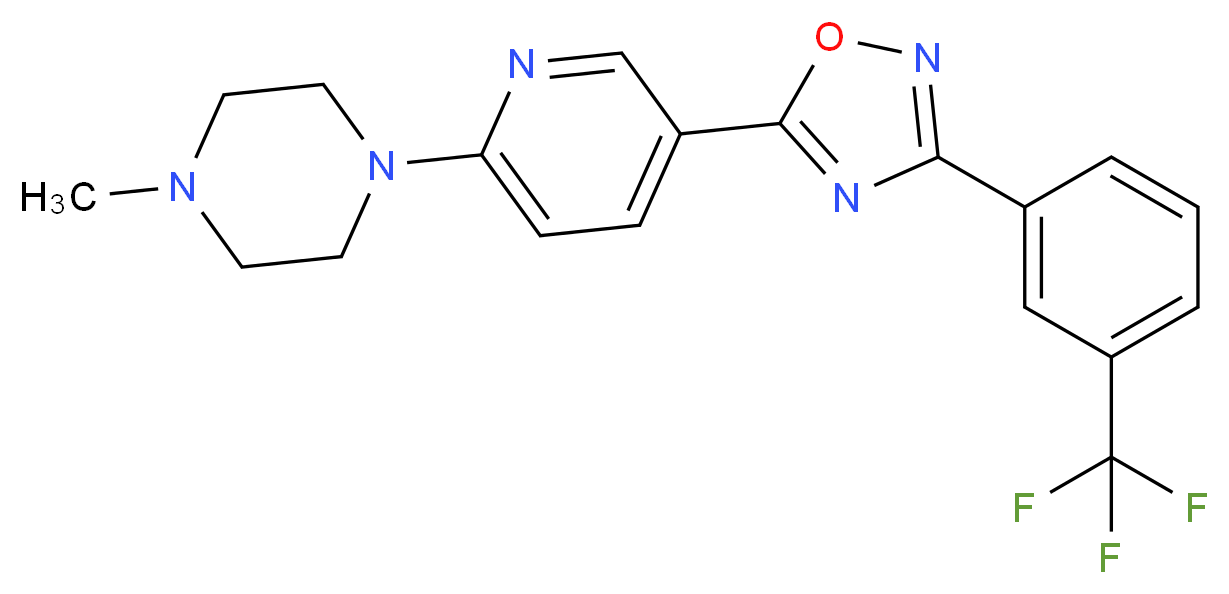 1-methyl-4-(5-{3-[3-(trifluoromethyl)phenyl]-1,2,4-oxadiazol-5-yl}-2-pyridinyl)piperazine_分子结构_CAS_)