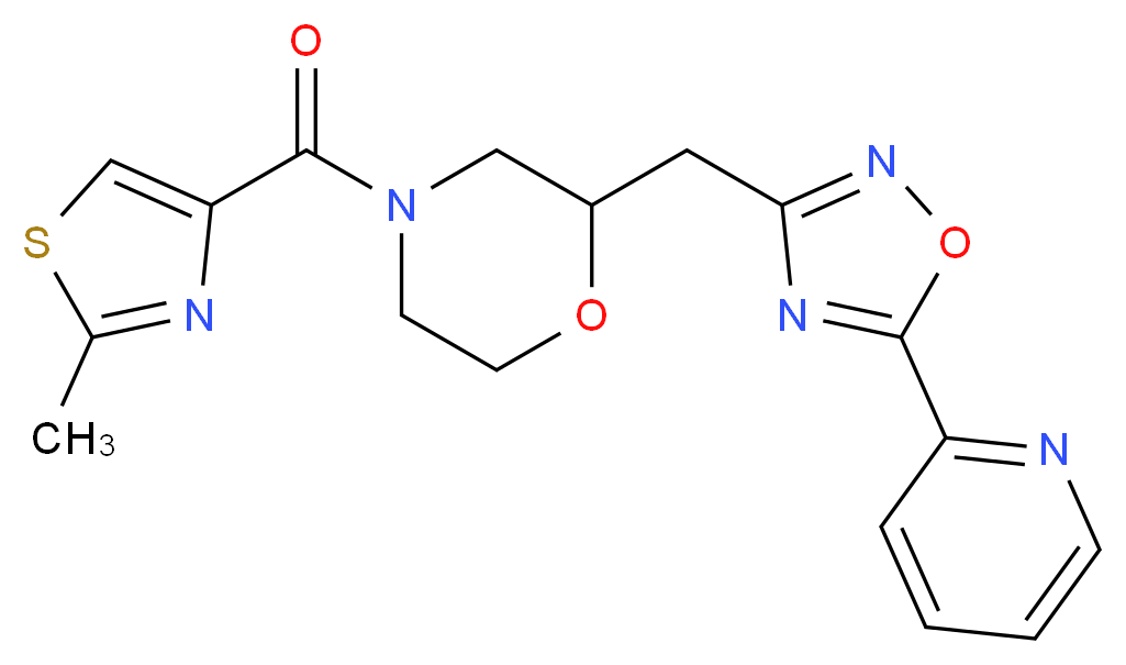 4-[(2-methyl-1,3-thiazol-4-yl)carbonyl]-2-[(5-pyridin-2-yl-1,2,4-oxadiazol-3-yl)methyl]morpholine_分子结构_CAS_)