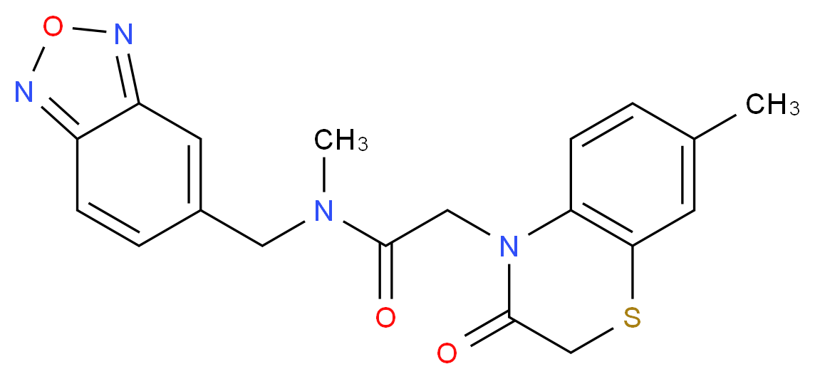N-(2,1,3-benzoxadiazol-5-ylmethyl)-N-methyl-2-(7-methyl-3-oxo-2,3-dihydro-4H-1,4-benzothiazin-4-yl)acetamide_分子结构_CAS_)