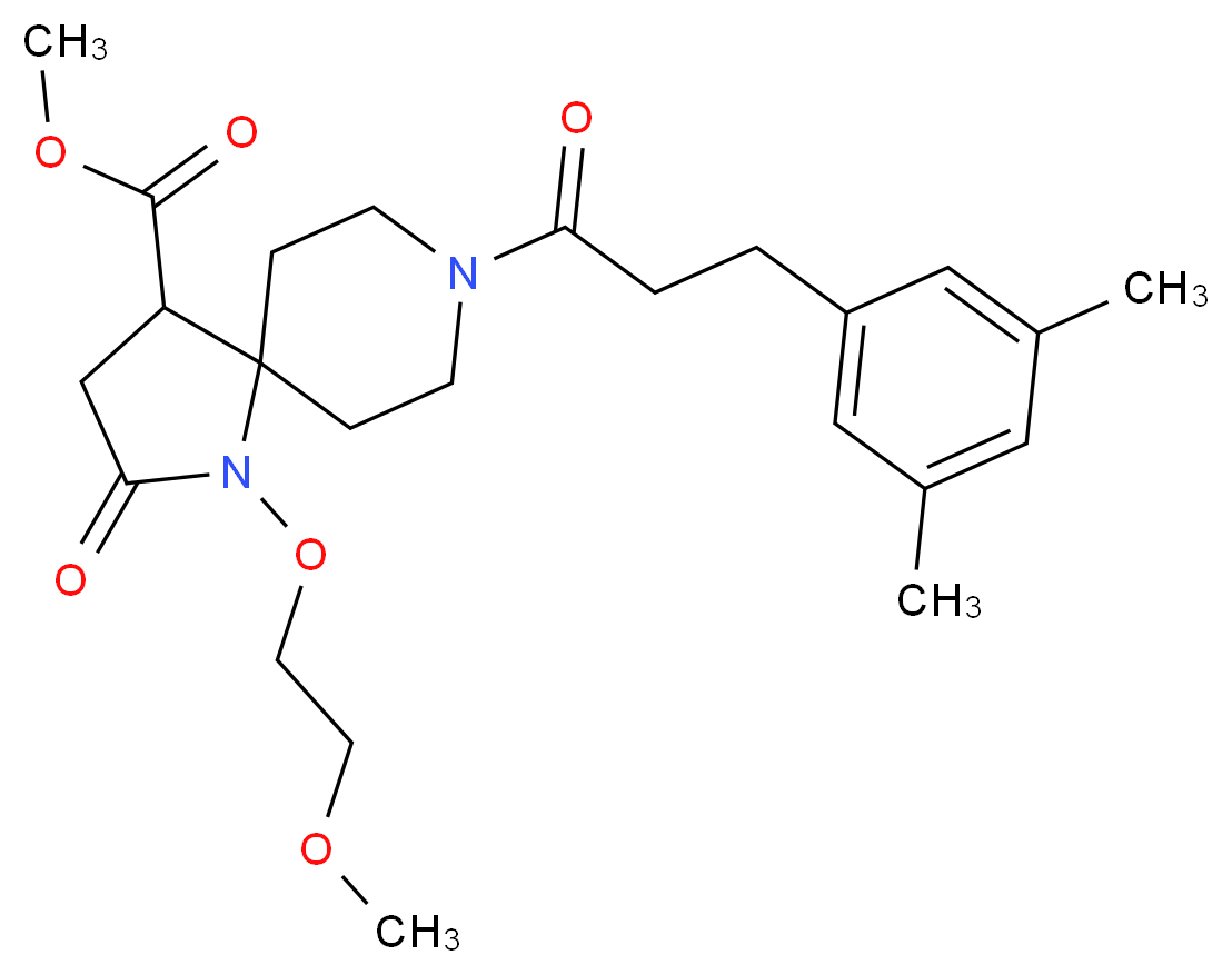 methyl 8-[3-(3,5-dimethylphenyl)propanoyl]-1-(2-methoxyethoxy)-2-oxo-1,8-diazaspiro[4.5]decane-4-carboxylate_分子结构_CAS_)