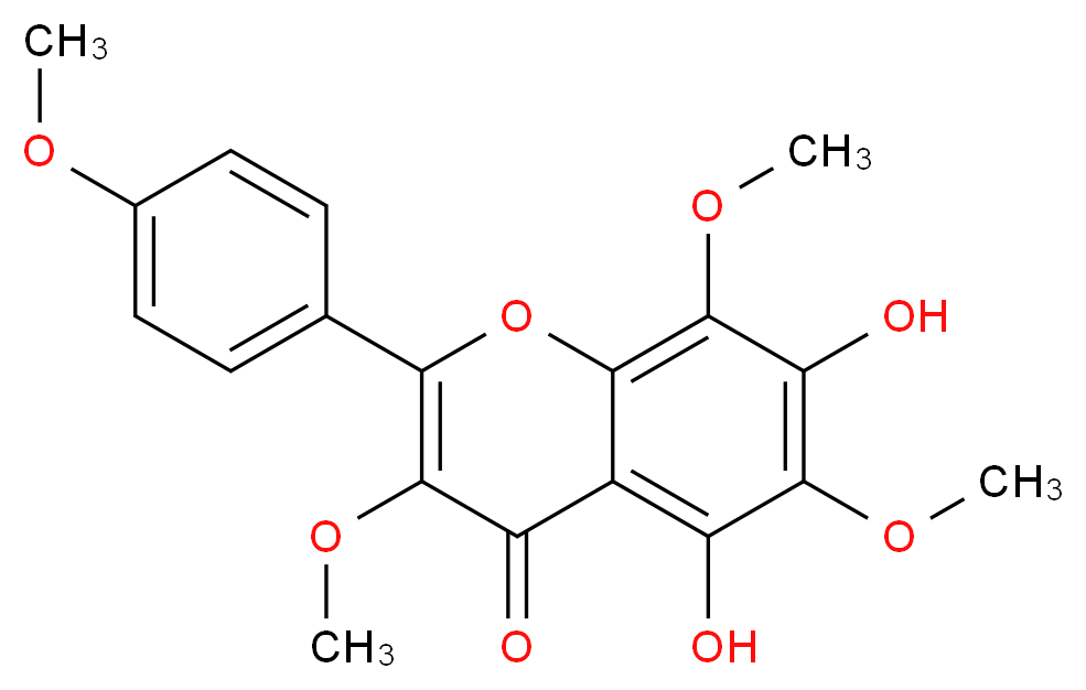 5,7-dihydroxy-3,6,8-trimethoxy-2-(4-methoxyphenyl)-4H-chromen-4-one_分子结构_CAS_50461-86-4