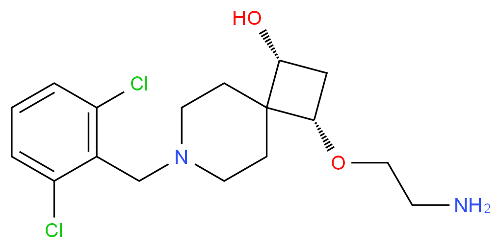 (1R*,3S*)-3-(2-aminoethoxy)-7-(2,6-dichlorobenzyl)-7-azaspiro[3.5]nonan-1-ol_分子结构_CAS_)